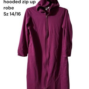 Purple Hooded Zip-Up Robe